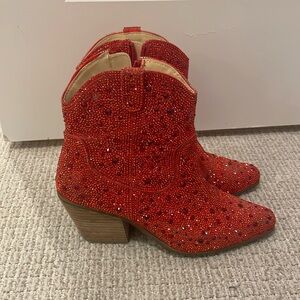 Red rind stone cow girl boots